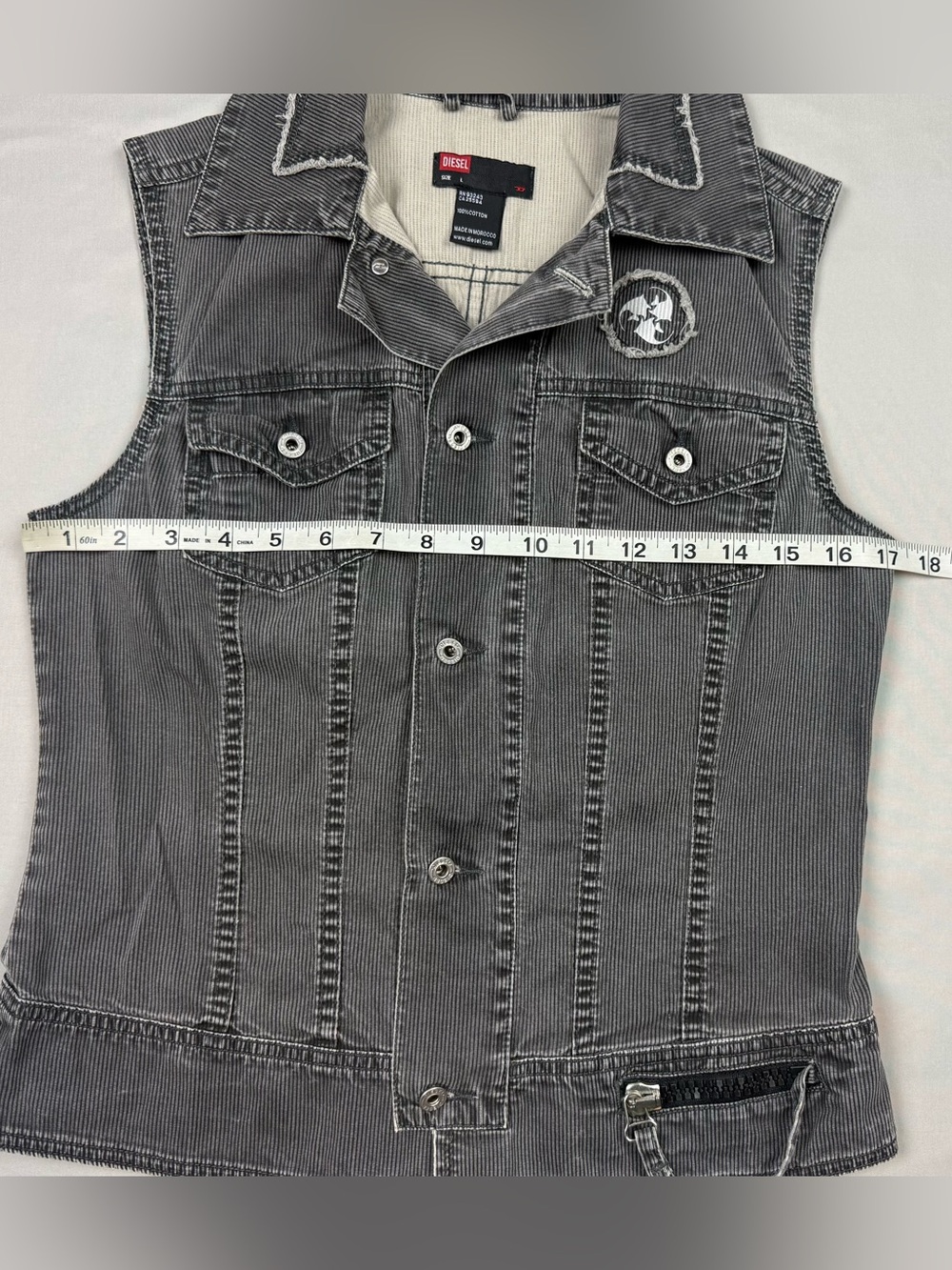 Vtg Y2K Diesel Womens Corduroy Vest Sz Large Slim Fit Grey Grunge Button Up B9 - Picture 8 of 9